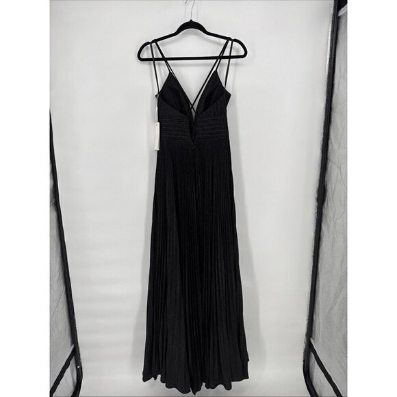 Mac Duggal Size 4 Black Shimmer Pleated V-neck Formal Long Gown Dress 30725 New - Picture 9 of 12